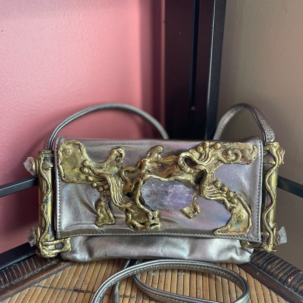 RARE Vintage 1970s Carvalhu’s Rio Copa amethyst/quartz purse *see details *